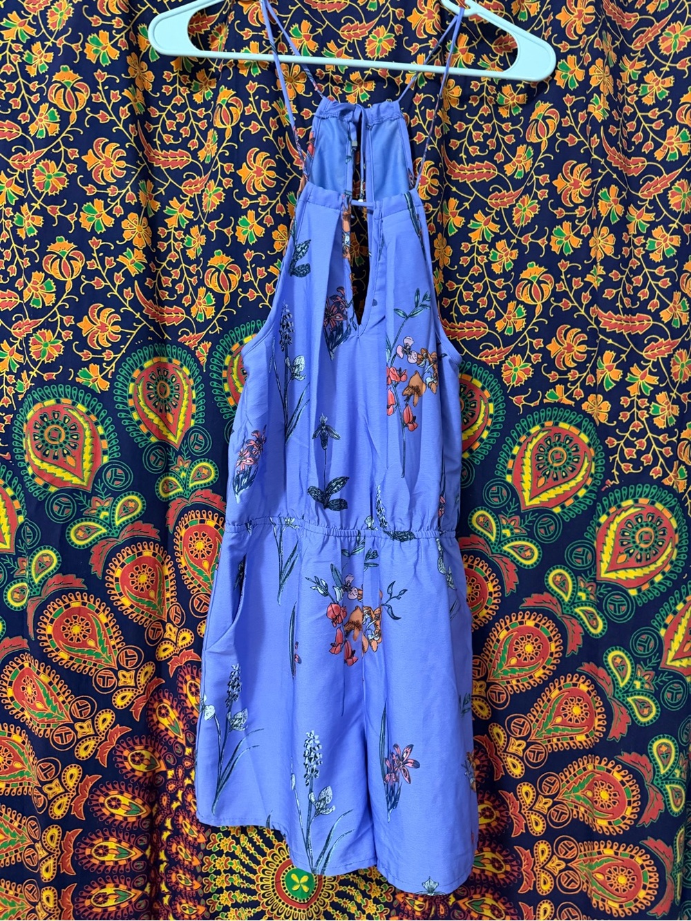 Japna Periwinkle Floral Halter Romper